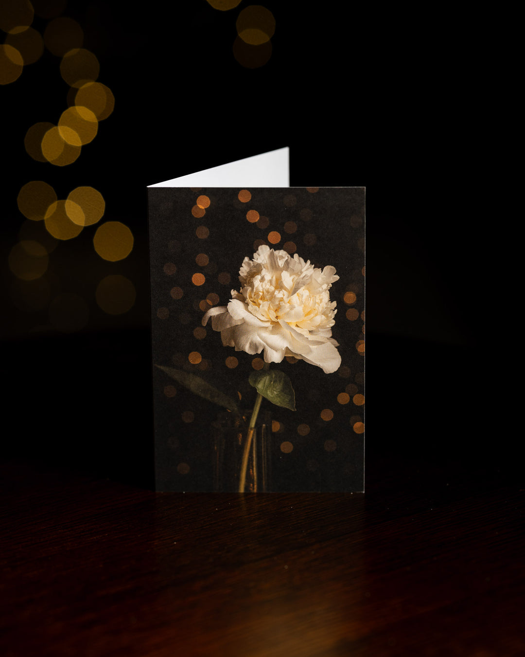 Floral blank christmas card with white peony