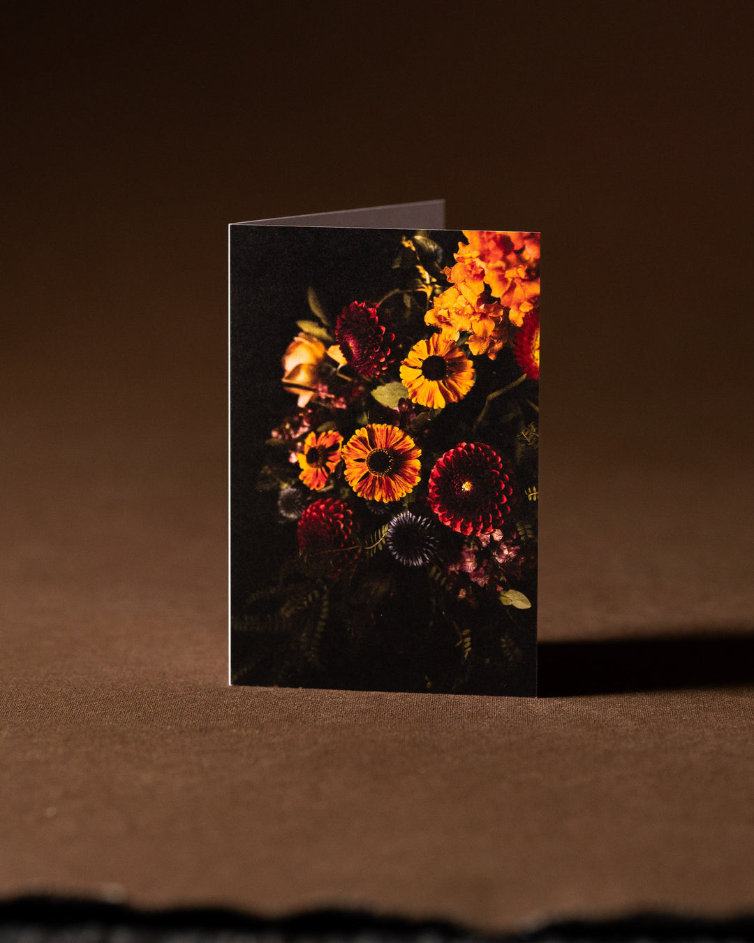 gold and red flowers greeting card