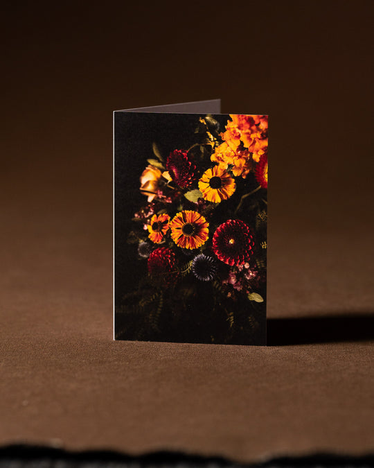 gold and red flowers greeting card