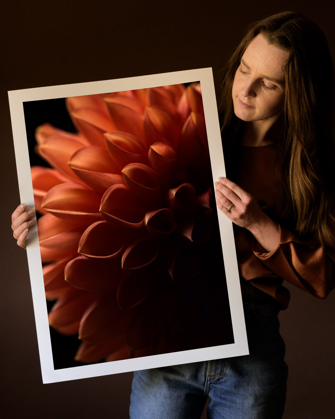 peach dahlia flower fine art print