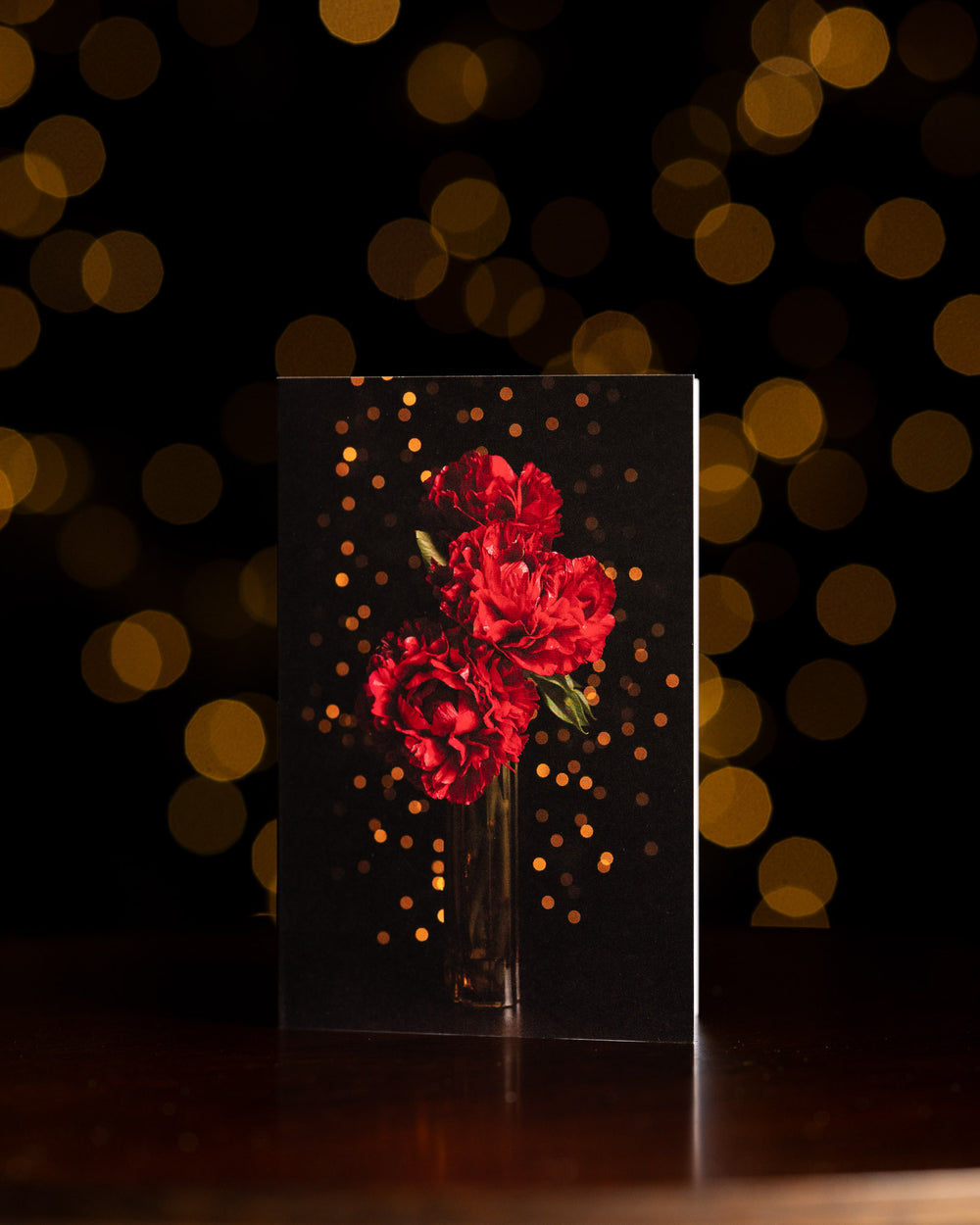 red peonies christmas card from the floral gift card set