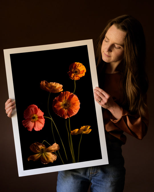 rebecca holding the poppies floral fine art print